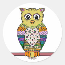 Cute Colorful Owl - white Sticker