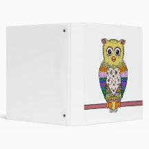 Cute Colorful Owl - white Vinyl Binders