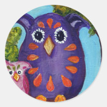 Cute Colorful Owls for the Owl Lovers Round Stickers