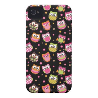 Cute Colorful Owls iPhone Case (black) casemate_case