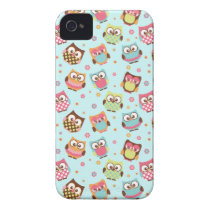 Cute Colorful Owls iPhone Case (light blue) Iphone 4 Case-mate Case