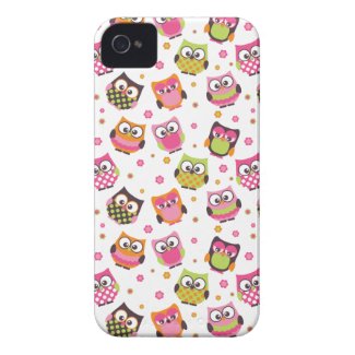 Cute Colorful Owls iPhone Case (white) casemate_case