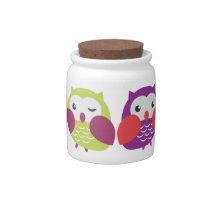 Cute Colorful Owls Jar Candy Dishes