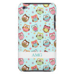 Cute Colorful Owls on Teal Pattern iPod Touch Cases