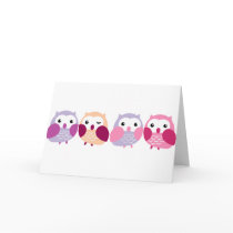 Cute Colorful Owls - Pink and Purple Pastels Greeting Cards