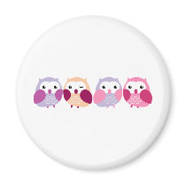 Cute Colorful Owls - Pink and Purple Pastels Fridge Magnet