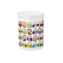 Cute Colorful owls pitcher