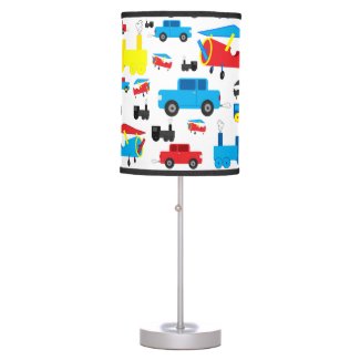 Cute Colorful Planes, Trains and Cars Collage Table Lamp