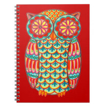 Cute Colorful Retro Owl Notebook