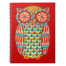 Cute Colorful Retro Owl Notebook