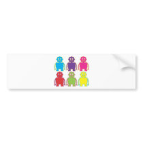 Cute Colorful Robots Bumper Stickers