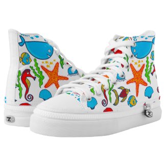 Cute Colorful Sea-Animals Pattern Printed Shoes
