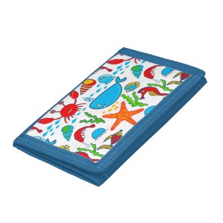 Cute Colorful See-life Illustration Pattern 2 Tri-fold Wallets