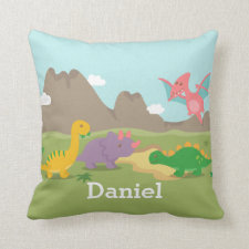 Cute Colourful Dinosaurs For Boys Room Throw Pillows