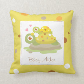 Cute Colourful Mommy Turtle and Child Kids Room Throw Pillows