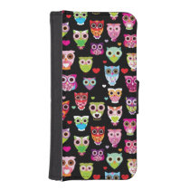 cute colourful owl kids pattern phone wallet case at Zazzle