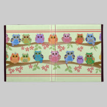 Cute colourful Owls on Brenches iPad folio case caseable cases