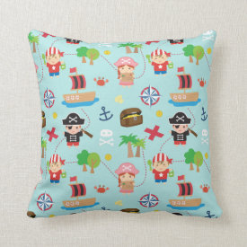 Cute Colourful Pirate Pattern Kids Room Decor Throw Pillow