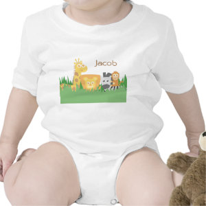 Cute Colourful Safari Animals For Babies Baby Bodysuit