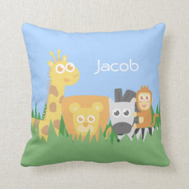 Cute Colourful Safari Animals Kids Room Decor Pillow