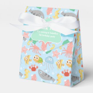 Cute, Colourful Underwater Animals Pattern Favor Boxes