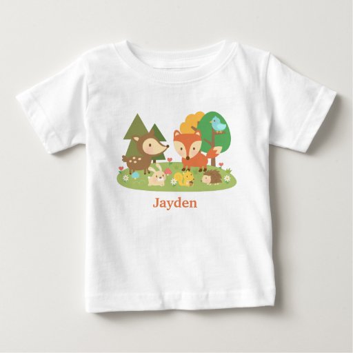 Cute Colourful Woodland Animal For Babies Tshirt Zazzle