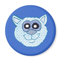 Cute Comical Blue Cat Face Magnet