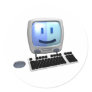 Cute computer smiley face. round sticker