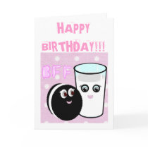CUTE  COOKIE AND MILK  BFF GREETING CARDS