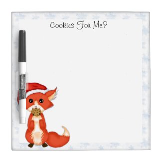 Cute Cookie Fox Wearing A Santa Hat Dry Erase Board