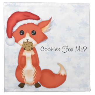 Cute Cookie Fox Wearing A Santa Hat Printed Napkins