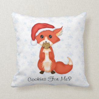 Cute Cookie Fox Wearing A Santa Hat Throw Pillows