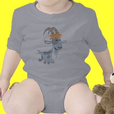 Cute Cool Cartoon  Goat Baby Apparel T-shirts by Lioness_Graphics