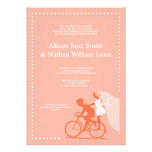 CUTE Coral Bicycle Couple Wedding Invitation at Zazzle