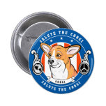 Cute Corgi Button Blue