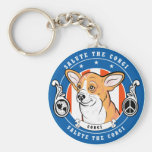 Cute Corgi Keychain Blue