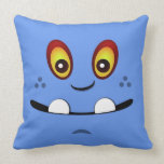 Cute Cornflower Blue Monster Face w/ an Underbite Throw Pillow