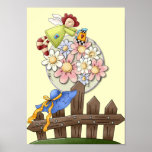 Cute Country Angel Watering Flowers Posters