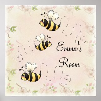 Cute Country Bees to Personalize Poster