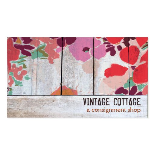 Cute Country Floral Wood Consignment Boutique Business Card Templates (front side)