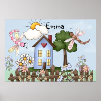 Cute Country Folk Art Picture Poster
