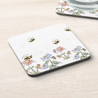 Cute Country Folk Flowers Mushrooms and Butterfles Coaster