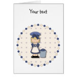 Cute country girl + bucket filled with blueberries cards