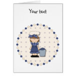 Cute country girl + bucket filled with blueberries greeting cards