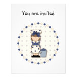 Cute country girl + bucket filled with blueberries invitation