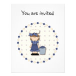 Cute country girl + bucket filled with blueberries personalized invites