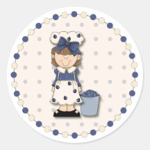 Cute country girl + bucket filled with blueberries sticker