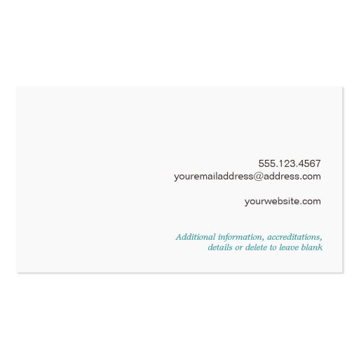 Cute Country Nature Weathered Turquoise Wood Business Card Templates (back side)