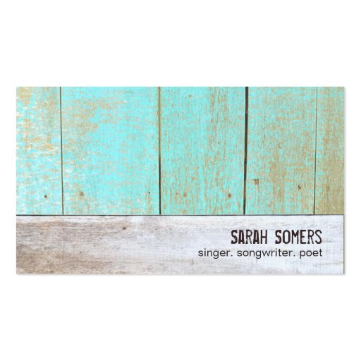 Cute Country Nature Weathered Turquoise Wood Business Card Templates