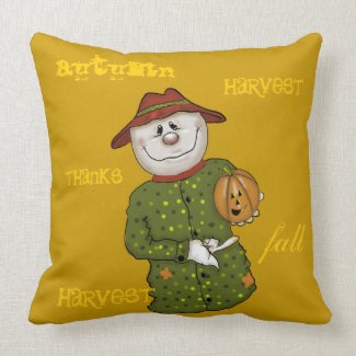 Cute Country Scarecrow Folk Art Throw Pillows